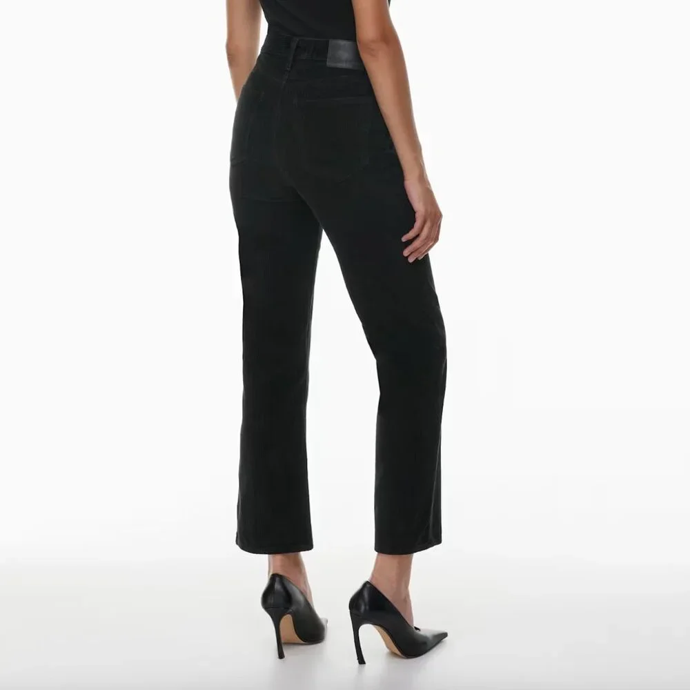 Denim Forum Arlo High Rise Straight Black Corduroy Jeans - Picture 2 of 9